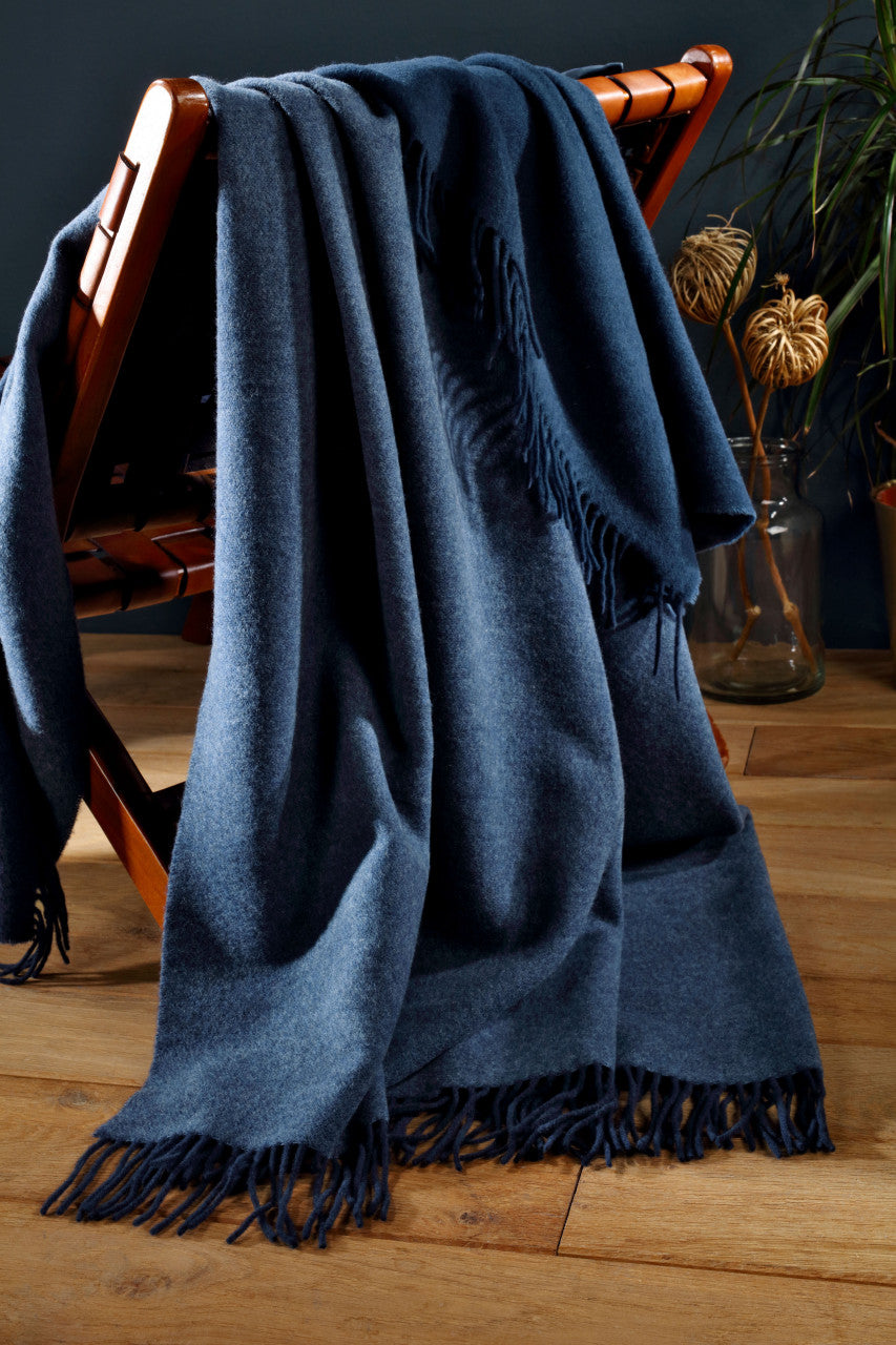 Biederlack Kaschmir-Plaid , Navy-Denim, 130x170cm