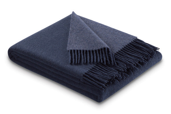 Biederlack Kaschmir-Plaid , Navy-Denim, 130x170cm