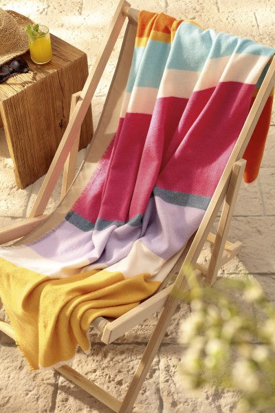 Biederlack Fransenplaid "Nizza Stripe", mehrfarbig, 130x170 cm