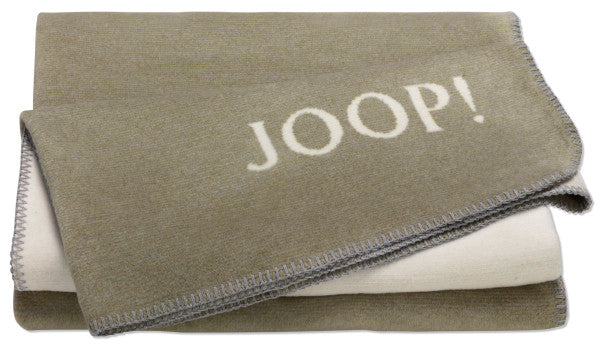 Biederlack Wohn- und Kuscheldecke "JOOP!- Melange Doubleface" 150x200 cm, oliv-natur