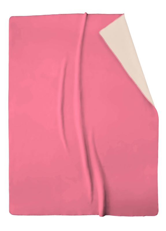 Biederlack Wohn- und Kuscheldecke"Double Face",pink-ecru, 150x200 cm