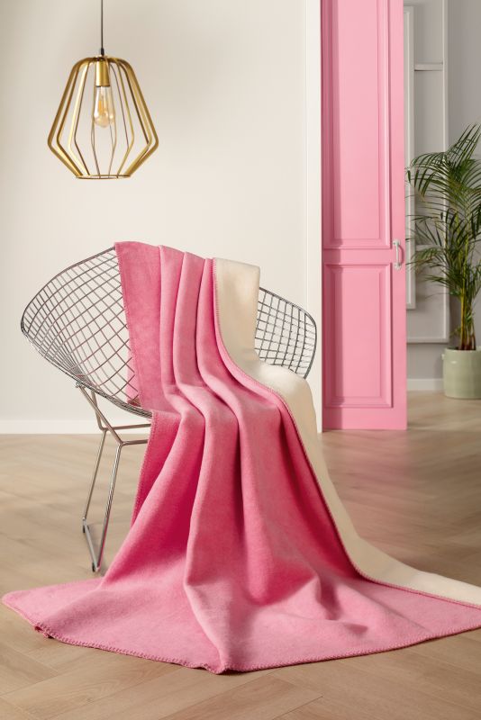 Biederlack Wohn- und Kuscheldecke"Double Face",pink-ecru, 150x200 cm
