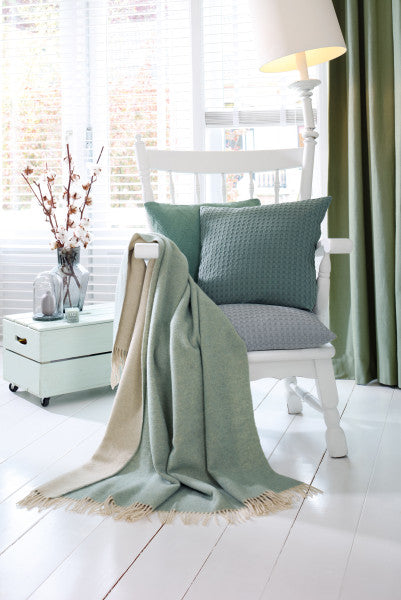 Biederlack Kaschmir-Plaid  Salvia Creme 130x170cm und 150x200 cm
