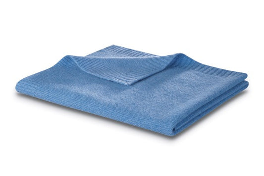 Biederlack Babydecke "Wool Knit" Blue, 100% Wolle, 75x100 cm