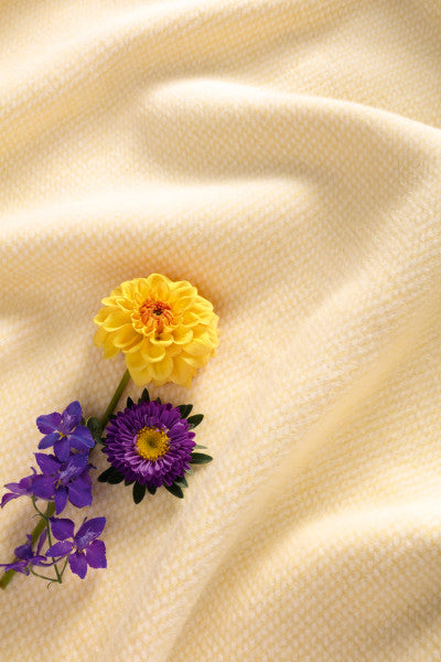 Biederlack Wohn- und Kuscheldecke yellow "Pearl" 150x200 100% Baumwolle